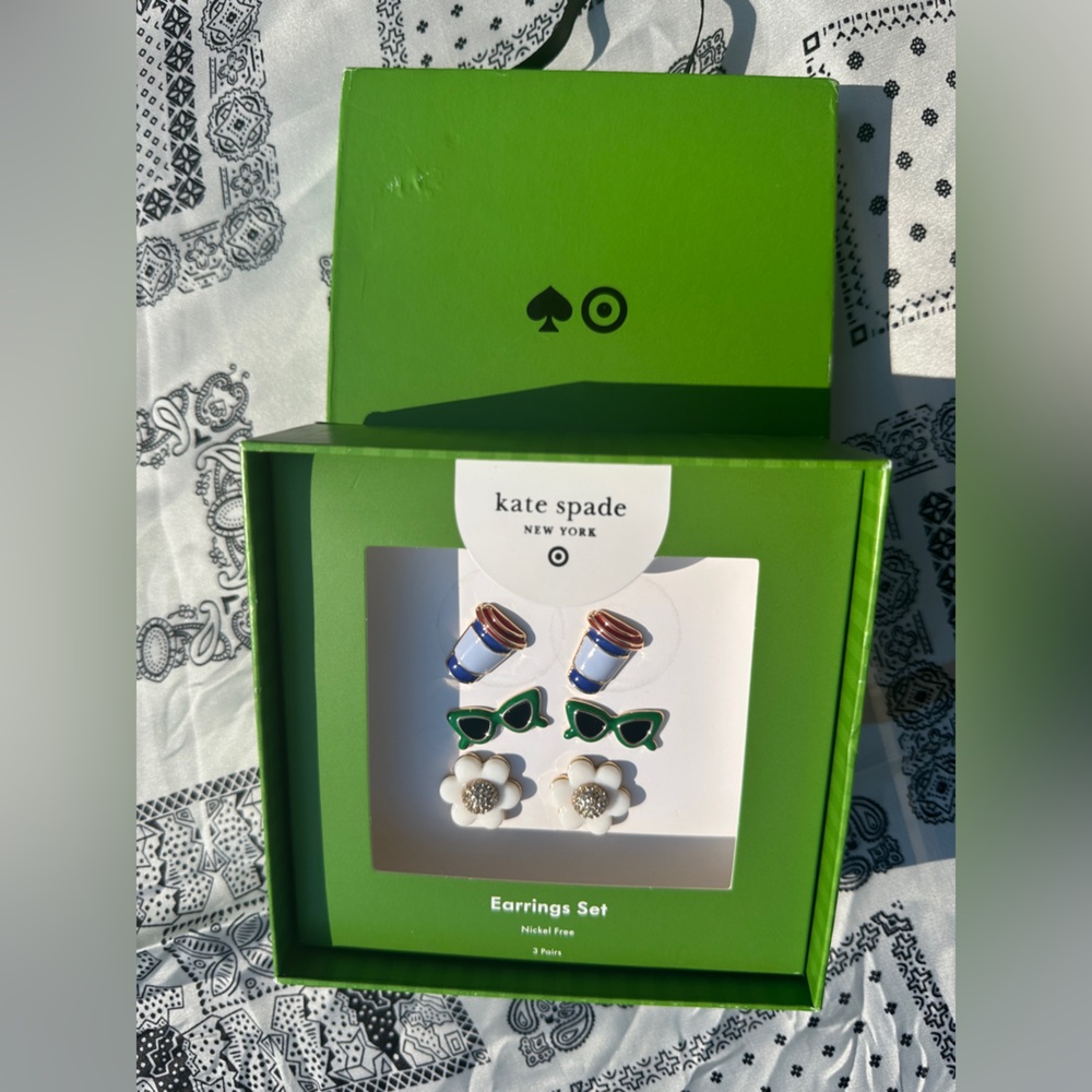 NIB KATE SPADE NEW YORK X TARGET Earrings 3 Pair Sold Out in Stores! 🌼 🕶️ 💚